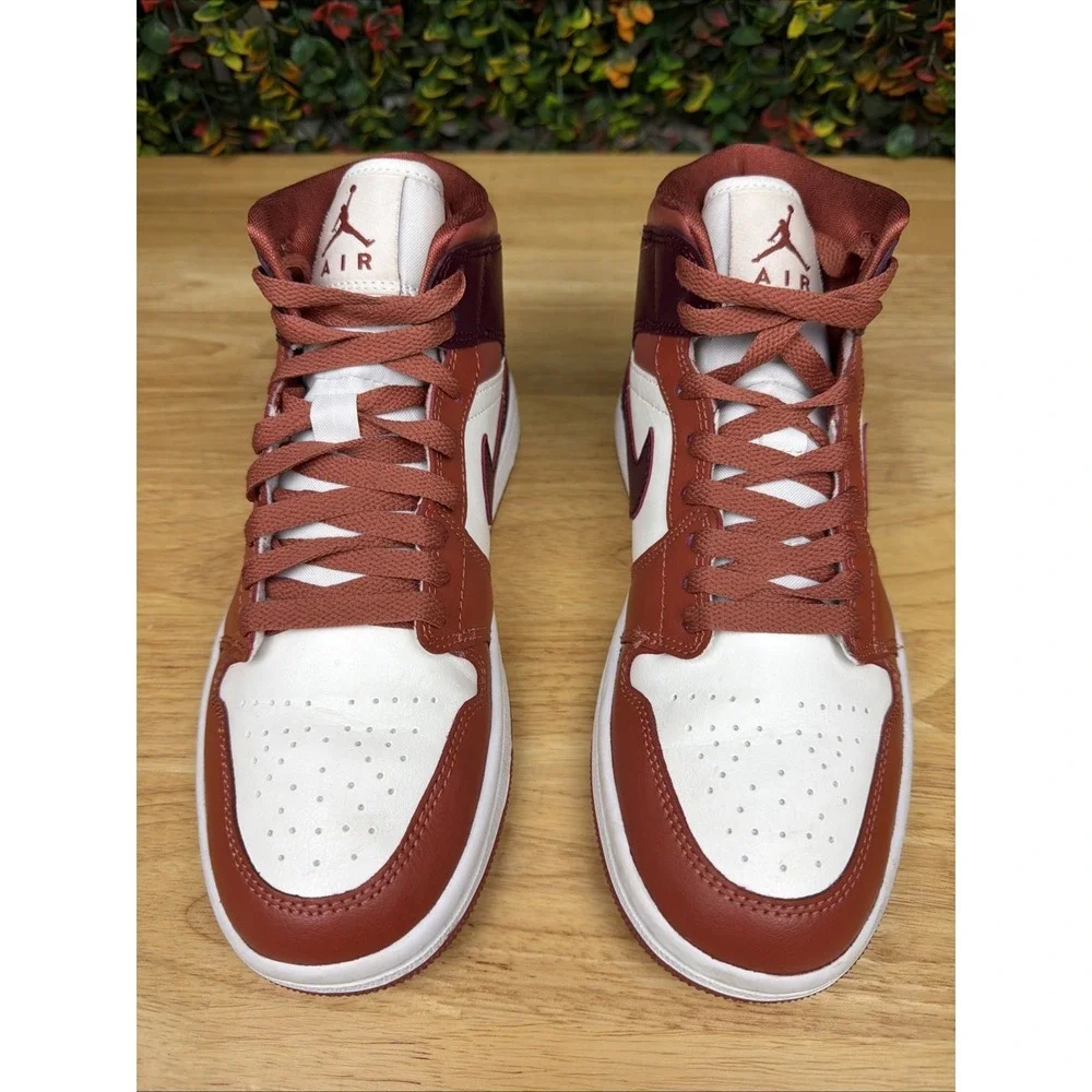 Nike Air Jordan 1 Mid Shoes Sneaker Dusty Peach Night Maroon BQ6472-200 Womens 7